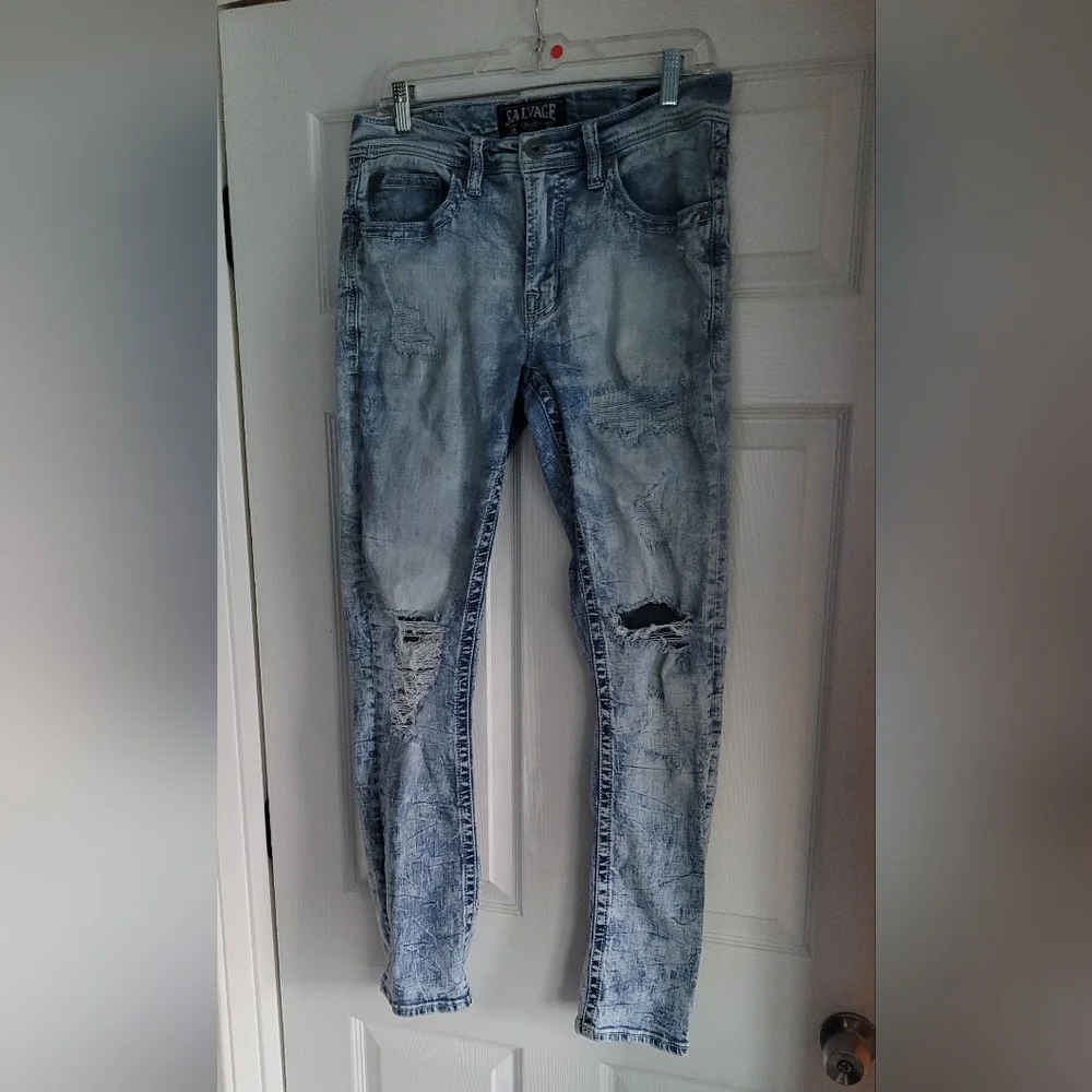 MEN'S SALVAGE JEANS FROM BUCKLE,Light Blue Sz 32 Regular Slim Fit. READ POST. - Picture 2 of 15